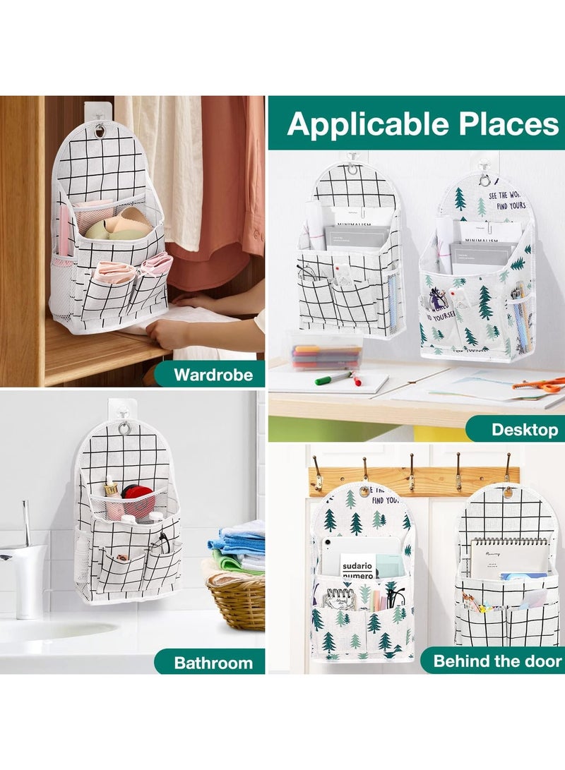 عام منظم جداري مع سلة تخزين من النسيج بجيب مقاوم للماء وشنطة باب ورف خزانة مع خطافات للمطبخ وغرفة النوم والحمام وغرفة المعيشة - Image 2