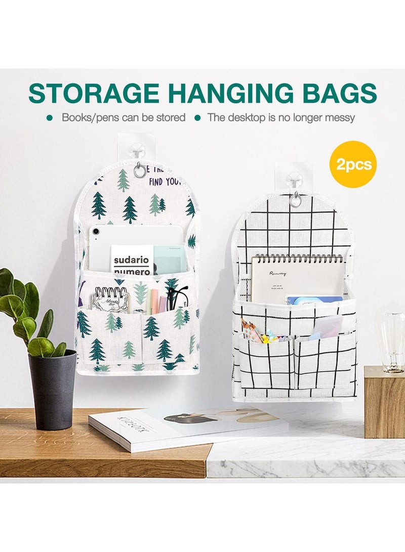 عام منظم جداري مع سلة تخزين من النسيج بجيب مقاوم للماء وشنطة باب ورف خزانة مع خطافات للمطبخ وغرفة النوم والحمام وغرفة المعيشة - Image 5