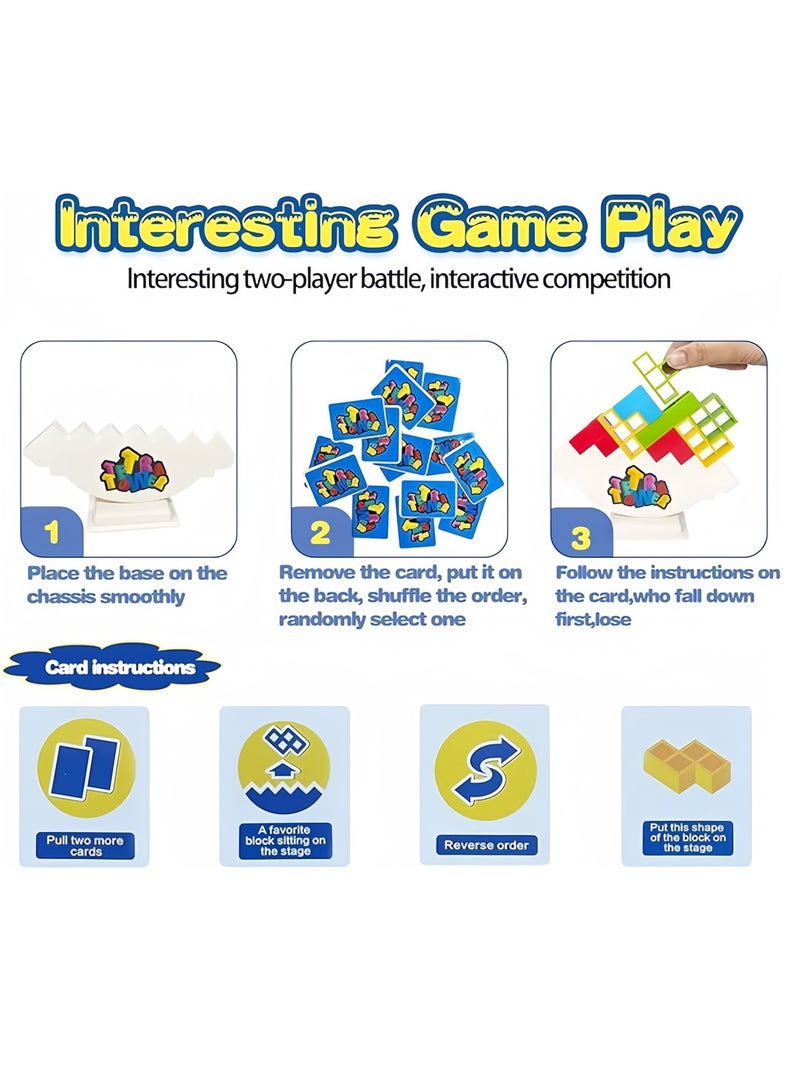 Beauenty 32PCS Balance Game Russian Building Blocks, Tetris Stacking Toy Balancing Stacking Toys for Kids Adults, DIY Assembling Versatile Board Table Games Toy, Educational Kids Toys - Image 3