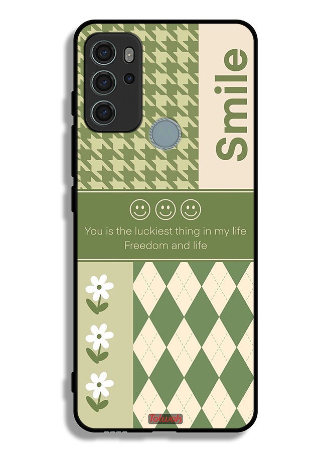 Tolwak Motorola Moto G60S Protective Case Cover Smile Is The Luckiest Thing In My Life - Image 2