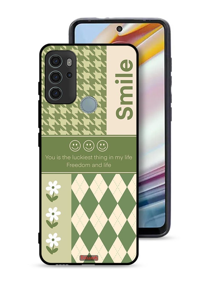 Tolwak Motorola Moto G60S Protective Case Cover Smile Is The Luckiest Thing In My Life - Image 1