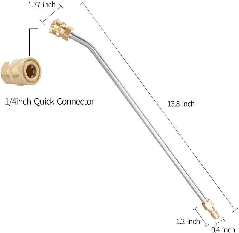 Sooprinse Washer Extension Gutter Cleaner Attachment Accessory,High Pressure Washer Gutter Rod for Lance/Wand 1/4 Inch Quick Connect,30 Degrees Curved Rod,14 inch - Image 2