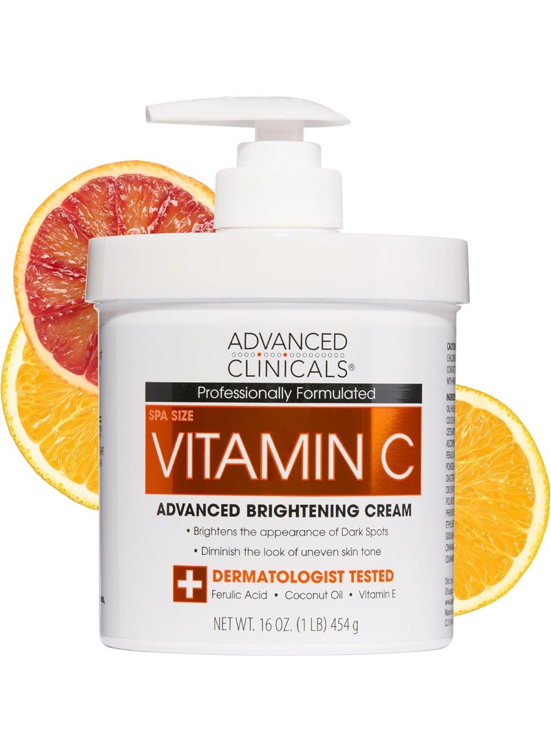 Advanced Clinicals Vitamin C Cream Advanced Brightening Cream Anti Aging Cream For Age Spots Dark Spots On Face Hands Body 16 Ounce Multi - Image 1