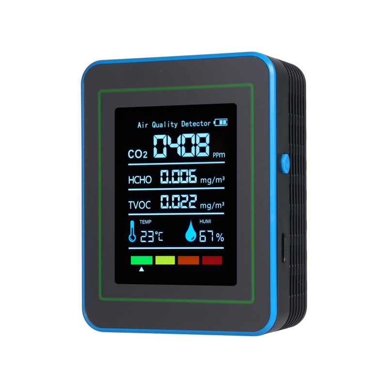 Indoor Air Quality Monitor: Black 2.8-Inch TFT Color Screen - Comprehensive Monitoring CO2, HCHO, TVOC, Temperature & Humidity for Home, Office, Car, Grow Tent - Image 2
