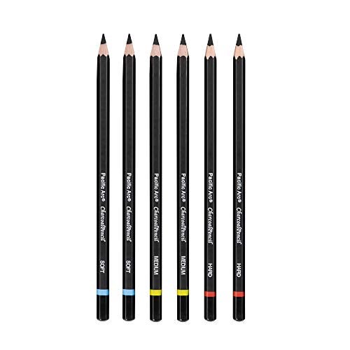 Pacific Arc Premium Charcoal Drawing Pencils for Artists - 6 pieces Soft Medium and Hard - Charcoal Pencils for Drawing, Sketching and Shading - Great Non Toxic Art Supplies Set for Adults and Kids - Image 2