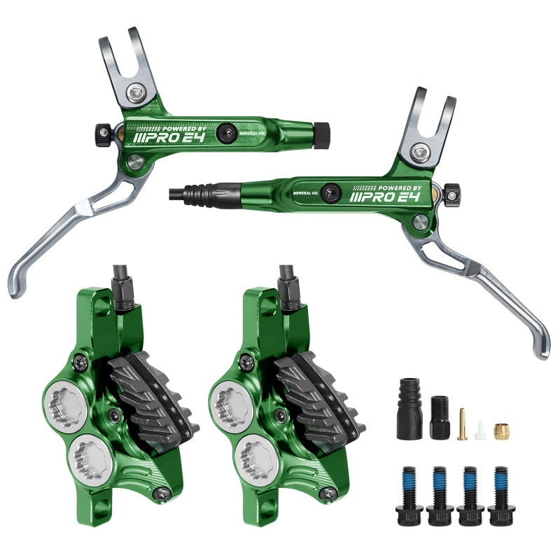 BUCKLOS IIIPRO E4 MTB 4 Pistons Mountain Bike Hydraulic Disc Brake Set Front 835mm and Rear 1550mm with Ceramic Brake Pad for Bicycle/E-Bike (Pre-Bled)â€¦ - Image 1