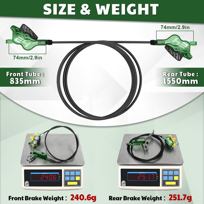 BUCKLOS IIIPRO E4 MTB 4 Pistons Mountain Bike Hydraulic Disc Brake Set Front 835mm and Rear 1550mm with Ceramic Brake Pad for Bicycle/E-Bike (Pre-Bled)â€¦ - Image 4