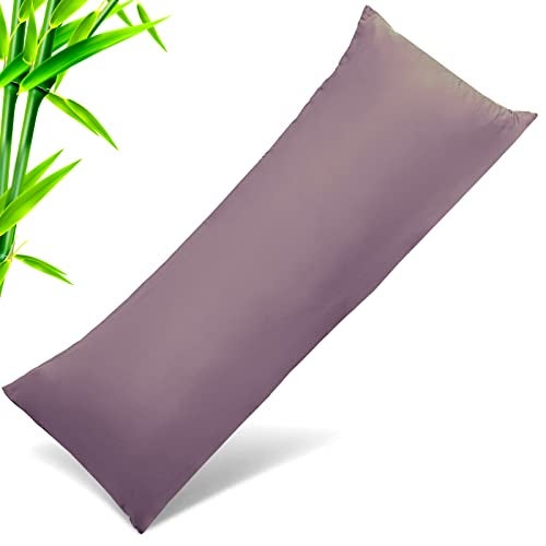 TELUS Body Cooling Pillow Cases Cover, Bamboo Rayon Body Pillowcases with Zipper Closure, Cool & Breathable Pillow Case for Hot Sleepers and Night Sweats, 20x54 inches, Greish Purple - Image 1