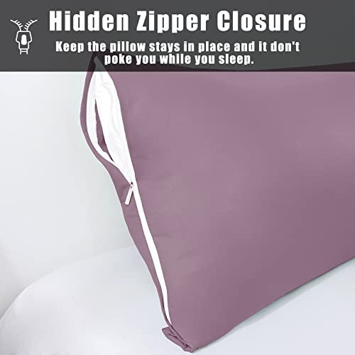 TELUS Body Cooling Pillow Cases Cover, Bamboo Rayon Body Pillowcases with Zipper Closure, Cool & Breathable Pillow Case for Hot Sleepers and Night Sweats, 20x54 inches, Greish Purple - Image 5
