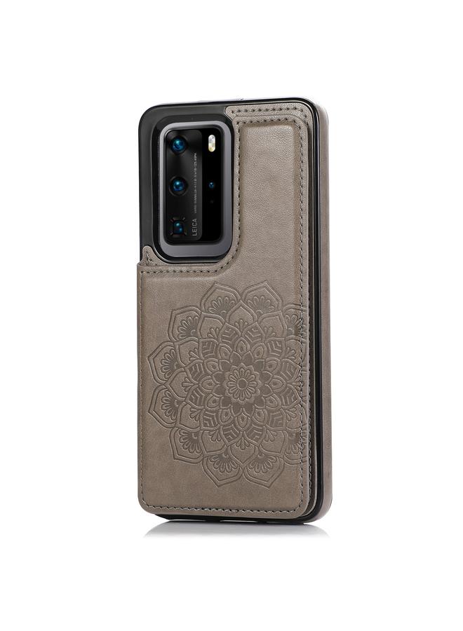 زبون جراب لهاتف Huawei P40 مزود بمشبك مزدوج ونمط ماندالا من البولي يوريثان الحراري مع فتحات للبطاقات وحامل وإطار للصور - Image 2