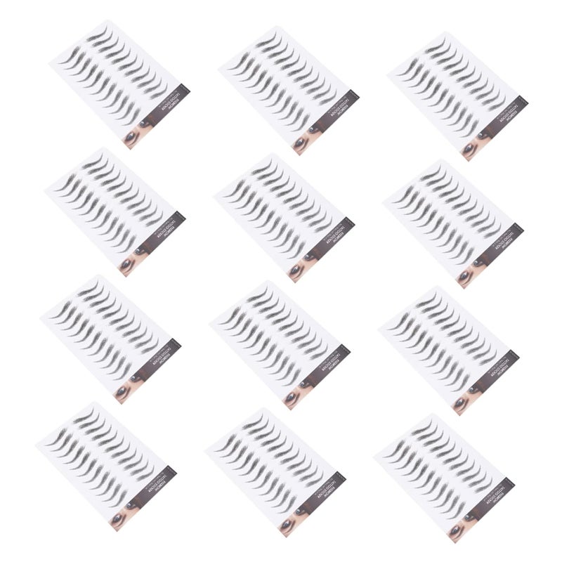 6D Waterproof Eyebrow Tattoos Stickers 12pcs Temporary Brow Tattoos for Natural Look Easy to Apply Makeup Stickers for Skin Types - Image 1