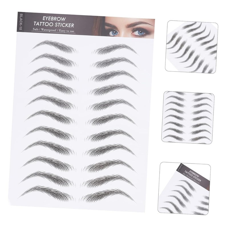 6D Waterproof Eyebrow Tattoos Stickers 12pcs Temporary Brow Tattoos for Natural Look Easy to Apply Makeup Stickers for Skin Types - Image 2