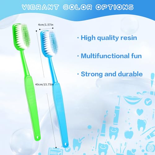 Ceonam 2 Pack 1575x157 Inches Giant Toothbrush Props Oversized Gag Novelty Bath Brushes Huge Comedy Item for Costume Accessory Photo Shoots Party Favors Pet Grooming Green and Blue - Image 5