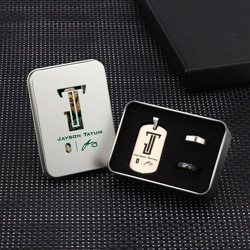 Generic Basketball Star Curry Titanium Necklace Ring Gift Set Tatum