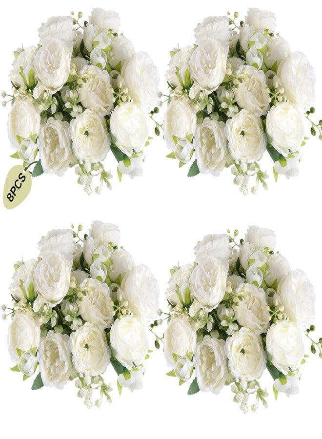 ASTRYAS 8Pcs Peonies Artificial Flowers White Flowers Silk Peonies Bouquets for Centerpiece Table Wedding Party Home Decor - Image 1