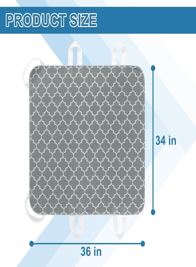 OUTCREATOR® Positioning Bed Pads with 6 Handles - Easy Repositioning & Transfer for Elderly & Adults 34"x36" Waterproof Washable Incontinence Pads, Absorbent with Non-Slip Bottom (Pack of 2, Gray) - Image 2