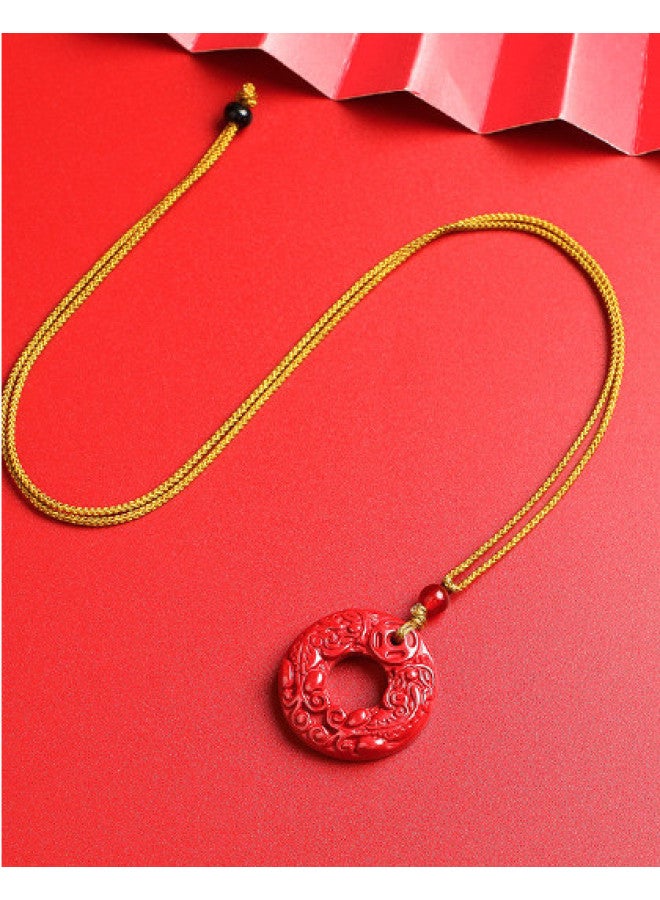 Genuine High-content Imperial Cinnabar Pi Xiu Peace Buckle Premium Pendant - Image 1