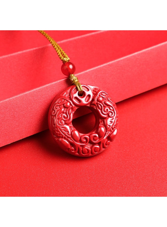 Genuine High-content Imperial Cinnabar Pi Xiu Peace Buckle Premium Pendant - Image 4