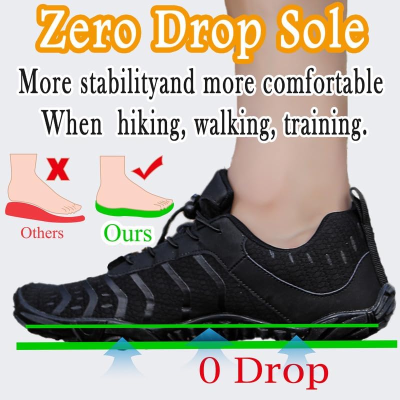 MIFAWA Barefoot Shoes Men Women Minimalist Shoes Zero Drop Workout Cross-Trainer Hiking Water Wide Toe Box Grounded Footwear Weightlifting Walking Black - Image 3