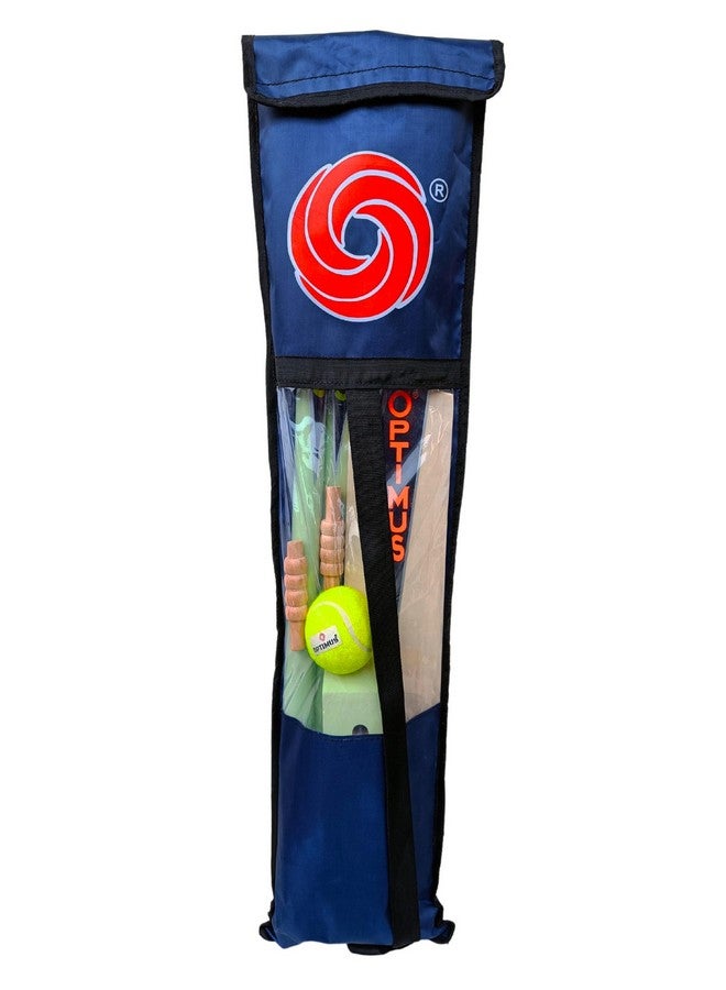 Optimus مجموعة أدوات كريكيت خشبية من أوبتيموس® للأطفال في غلاف تترون ثقيل - الحجم 5 للأطفال من 11-12 سنة (1 مضرب، 1 كرة مطاطية تنس، 3 دعامات، 1 قاعدة دعامات، 2 بيل و1 غلاف مجموعة) - Image 5
