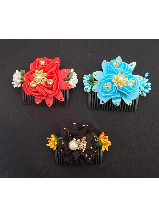Vinshbond Artificial Hair Fancy Comb Clip/Bridal Hair Accessories Combo For Women And Girls Pack -2 Multi. - Image 1