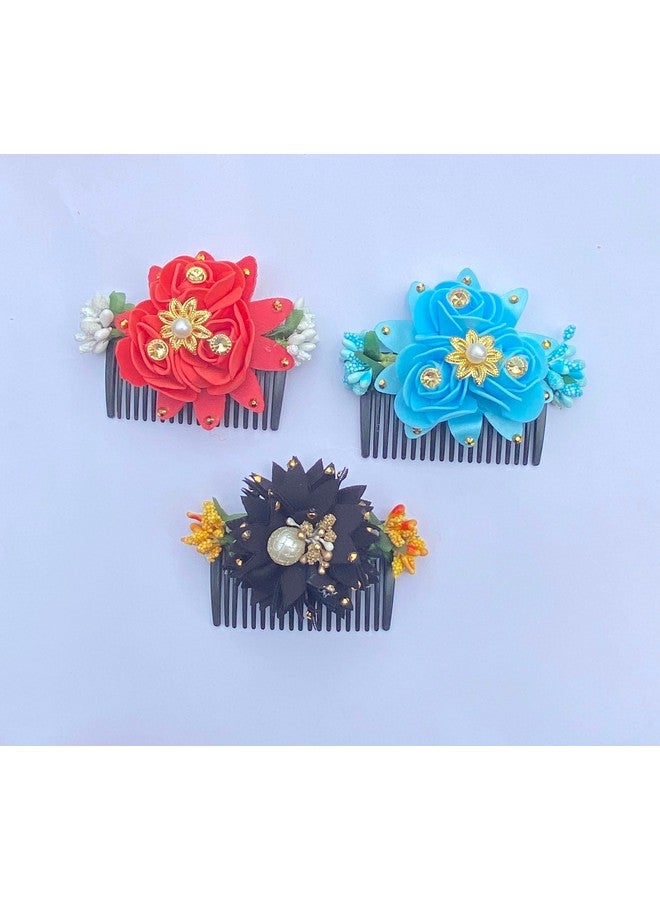 Vinshbond Artificial Hair Fancy Comb Clip/Bridal Hair Accessories Combo For Women And Girls Pack -2 Multi. - Image 2
