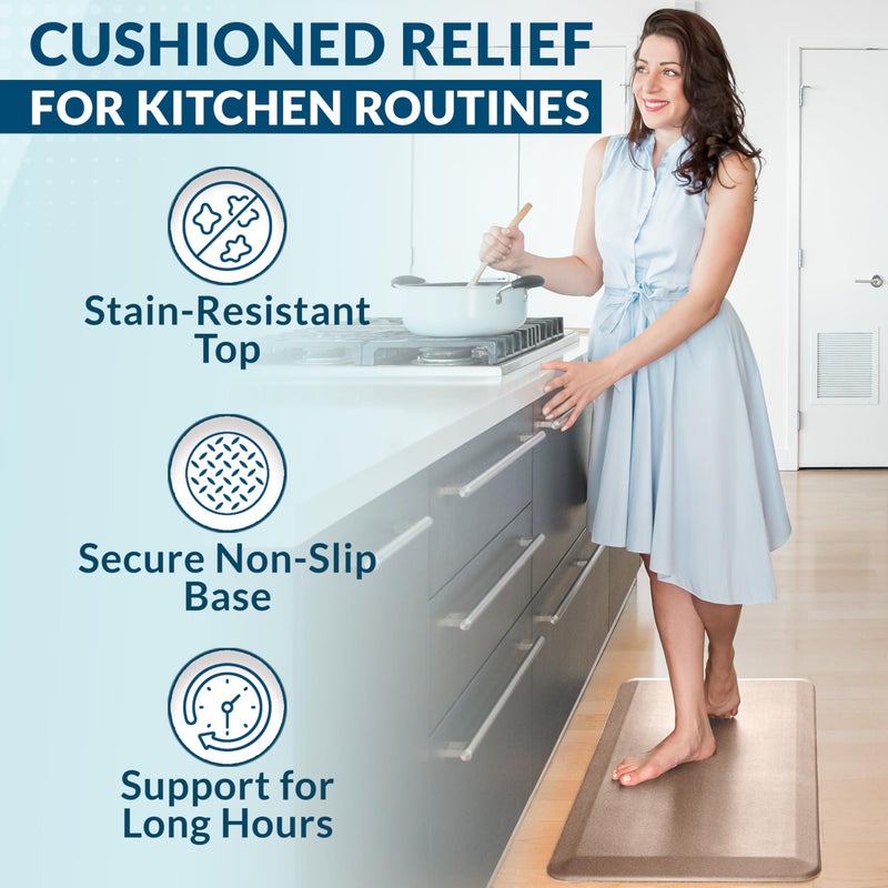 ComfiLife Anti Fatigue Floor Mat â€“ 3/4 Inch Thick Kitchen Mats for Floor, Standing Desk Mat, Kitchen Rug â€“ Comfort at Home, Office â€“ Durable â€“ Stain Resistant â€“ Non-Slip Bottom (20" x 39", Rose Gold) - Image 5