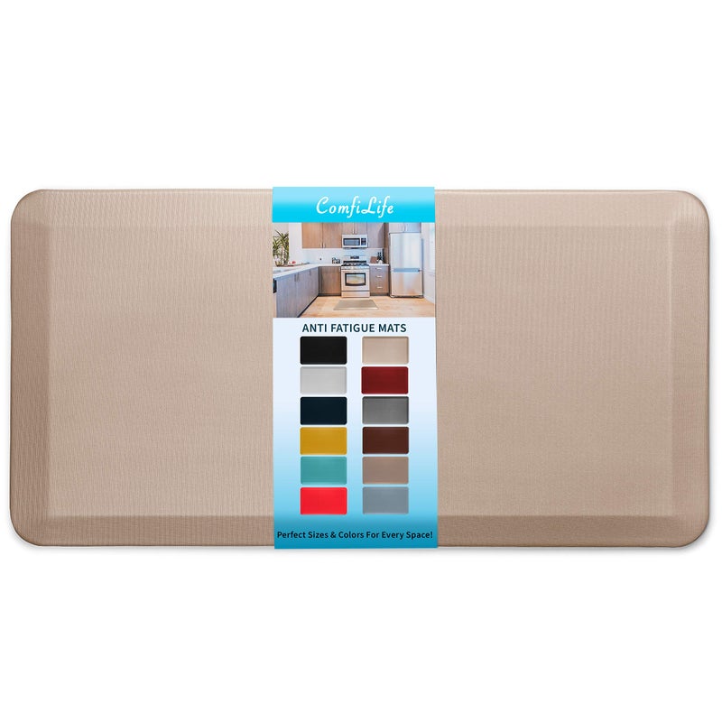 ComfiLife Anti Fatigue Floor Mat â€“ 3/4 Inch Thick Kitchen Mats for Floor, Standing Desk Mat, Kitchen Rug â€“ Comfort at Home, Office â€“ Durable â€“ Stain Resistant â€“ Non-Slip Bottom (20" x 39", Rose Gold) - Image 1