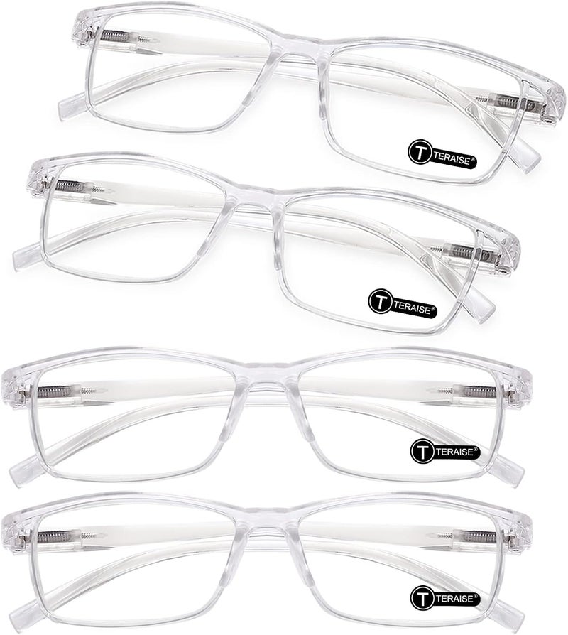 TERAISE Anti- UV Reading Glasses 4 Pairs Blue Light Blocking Reader Womens Mens, Transparent, 1.5x - Image 1