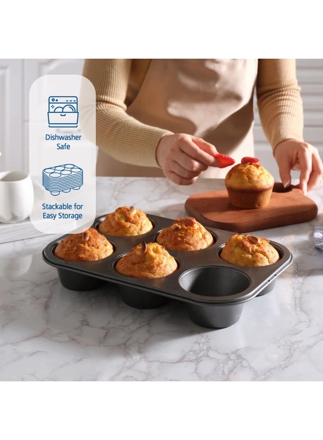 6-Cup Non-Stick Muffin Baking, Carbon Steel Cupcake Molds Tray  - Image 5