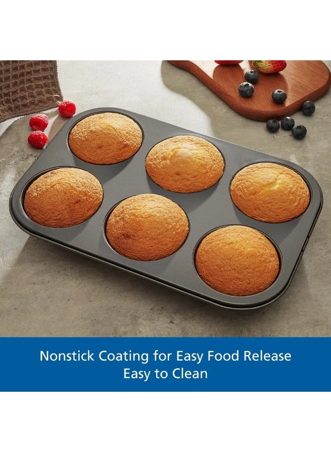 6-Cup Non-Stick Muffin Baking, Carbon Steel Cupcake Molds Tray  - Image 4