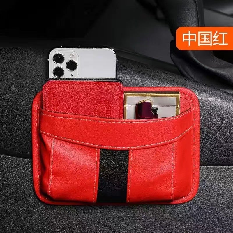 Generic Adhesive car seat gap storage bag car supplies multi-function car gap storage mobile phone storage Red 