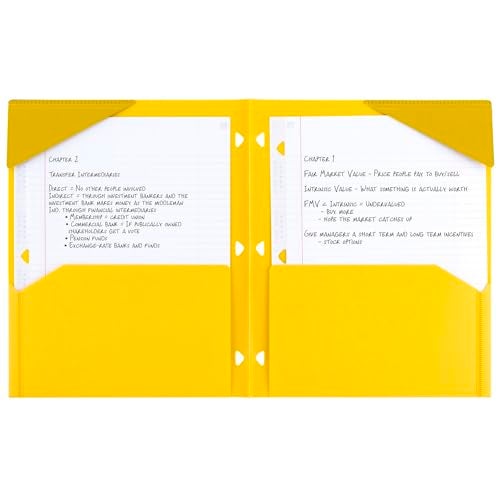Five Star 2-Pocket Folder, 4 Pack, Plastic Folder with Stay-Put Tabs, Fits 3-Ring Binder, Holds 8-1/2" x 11" Paper, Tidewater Blue, White, Amethyst Purple, Harvest Yellow (38065) - Image 3