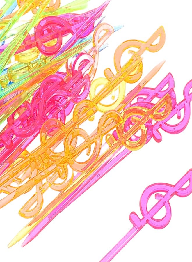 Amosfun 100pcs Plastic Cocktail Picks, Notes-Shaped Fruit Drink Picks, Charcuterie Board Food Toppers, Decorative Appetizer Forks for Party (3.3'') - Image 5