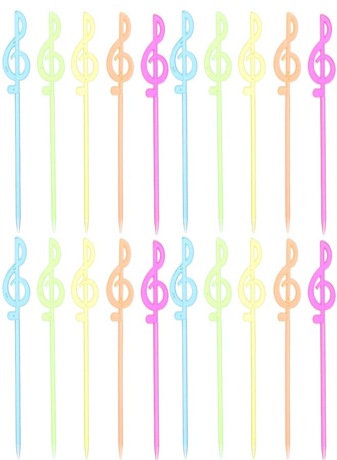 Amosfun 100pcs Plastic Cocktail Picks, Notes-Shaped Fruit Drink Picks, Charcuterie Board Food Toppers, Decorative Appetizer Forks for Party (3.3'') - Image 1