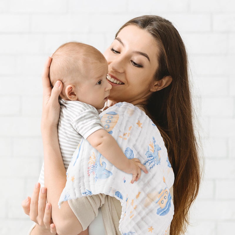 Maliton Muslin Baby Burp Cloths 20" x 10" - Large, 6-Layer, Ultra Absorbent 100% Cotton for Baby Drool & Messes, Soft, Pack of 6, Safe & Gentle Baby Rags for Boys & Girls - Floral - Image 2