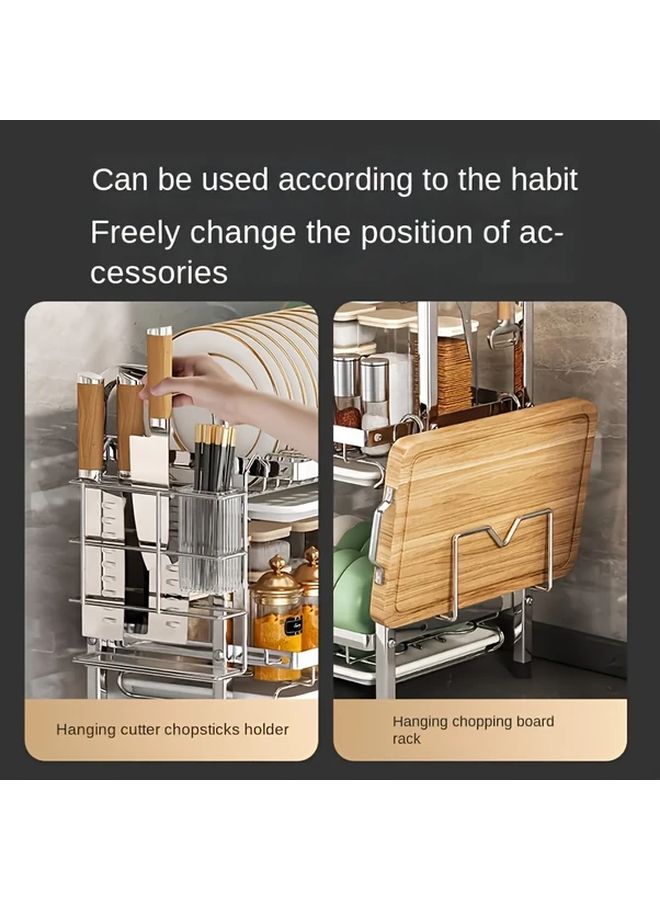 2 Tier Stainless Steel Kitchen Dish Rack With Utensil Holder Space Saving Countertop Organizer For Plates Bowls Cutlery Multi Purpose Storage Rack No Assembly Required Durable Metal Construction Kitchen Organizers And Storage Utility Racks - Image 5