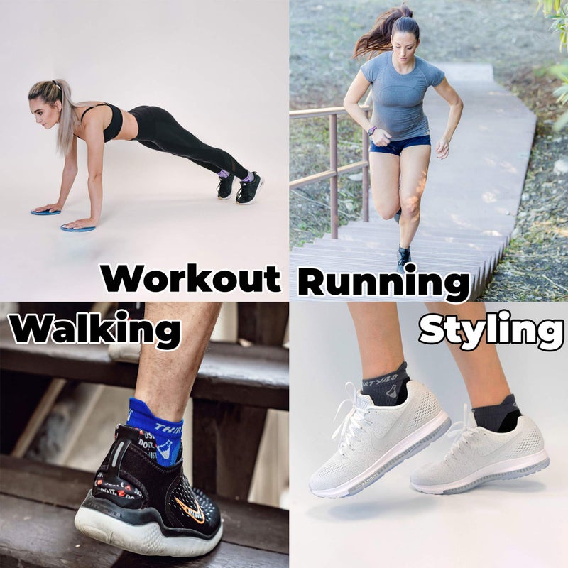 Thirty48 Ultralight Athletic Running Socks for Men and Women with Seamless Toe, Moisture Wicking, Cushion Padding (Small - Women 5-6.5 // Men 6-7.5, [3 Pairs] Blue/Gray) - Image 5