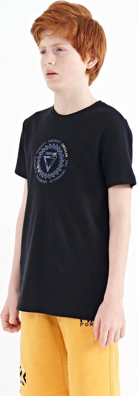 Tommy Life Navy Blue Embroidery Detailed O Neck Standard Pattern Boy T-Shirt - 11115 - Image 5