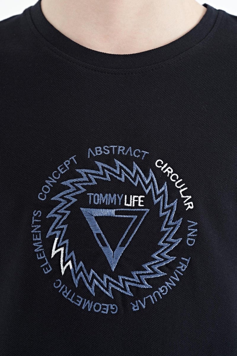 Tommy Life Navy Blue Embroidery Detailed O Neck Standard Pattern Boy T-Shirt - 11115 - Image 2