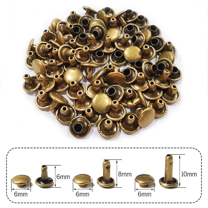 DIY Round Alloy Double-Sided Rivets for Belts Bronze 