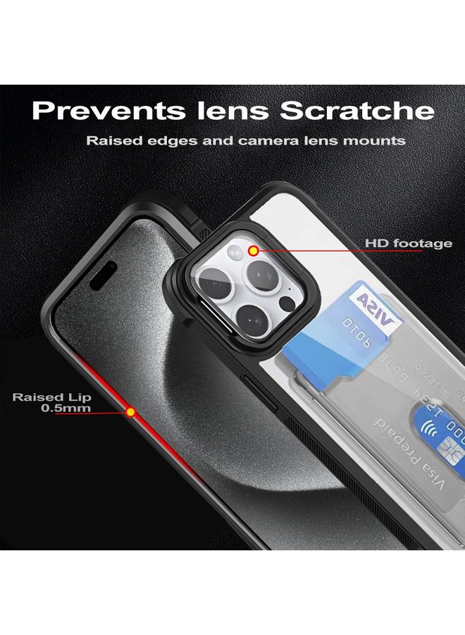 اس-توب جراب لهاتف iPhone 15 Plus مزود بحامل بطاقات من مادة TPU الهجينة المصنوعة من الأكريليك - Image 5