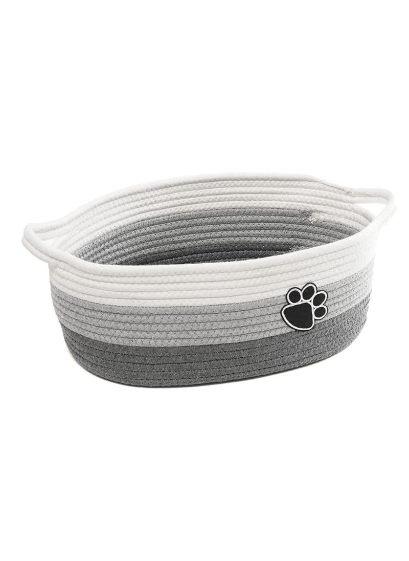 Generic Woven Cotton Rope Storage Basket Laundry Basket Organizer Small Baskets for Organizing Rope Storage Basket with Handle Cute Cotton Basket Nursery Gift Dog Toy Storage Bins Toy Organizer  - Image 1