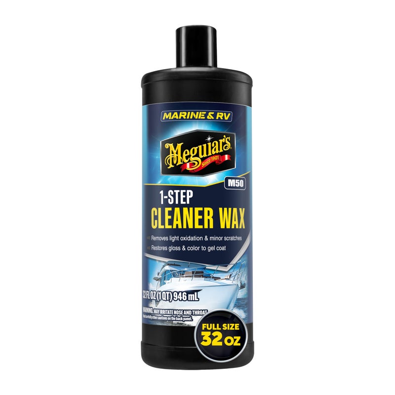 Meguiar's M5032 Marine/RV One Step Cleaner Wax, Easy-to-Use Marine Wax for Boats and RVs That Removes Light Defects, Restores Color Brilliance, and Protects the Surface, 32 Fl Oz - Image 1