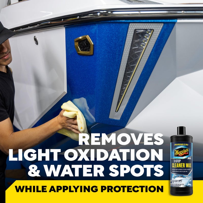 Meguiar's M5032 Marine/RV One Step Cleaner Wax, Easy-to-Use Marine Wax for Boats and RVs That Removes Light Defects, Restores Color Brilliance, and Protects the Surface, 32 Fl Oz - Image 2