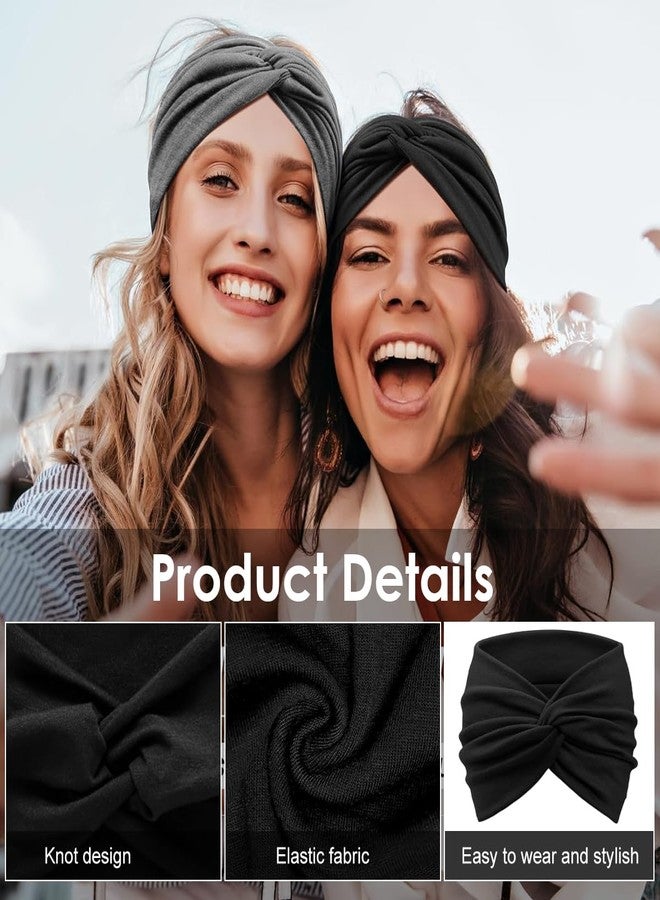 ماي كرييت طقم ربطات شعر عريضة من قطعتين من MAYCREATE® للنساء، ربطات شعر أنيقة، ربطات شعر مرنة على شكل عمامة معقودة، مناسبة للاستخدام اليومي، وإطلالة الشارع، والرياضة، والعناية بالوجه - Image 3