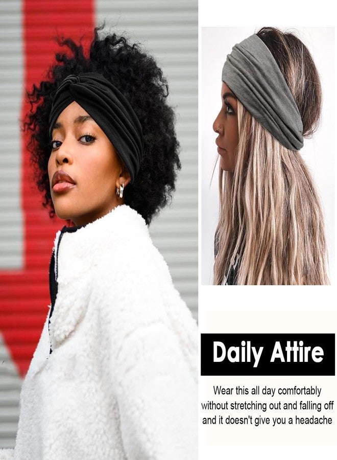 ماي كرييت طقم ربطات شعر عريضة من قطعتين من MAYCREATE® للنساء، ربطات شعر أنيقة، ربطات شعر مرنة على شكل عمامة معقودة، مناسبة للاستخدام اليومي، وإطلالة الشارع، والرياضة، والعناية بالوجه - Image 5