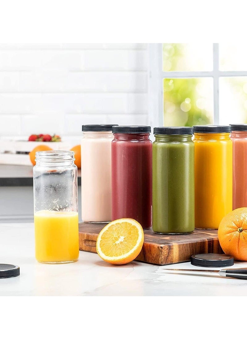 Generic - 16OZ Glass Juice Bottles with Caps, 8 Pack Can Tumbler Glasses Smoothie Cups, Reusable Juice Bottles for Juicing, Glass Drinking Jars Juicing Bottles Travel Bottles Water Cups - Image 1