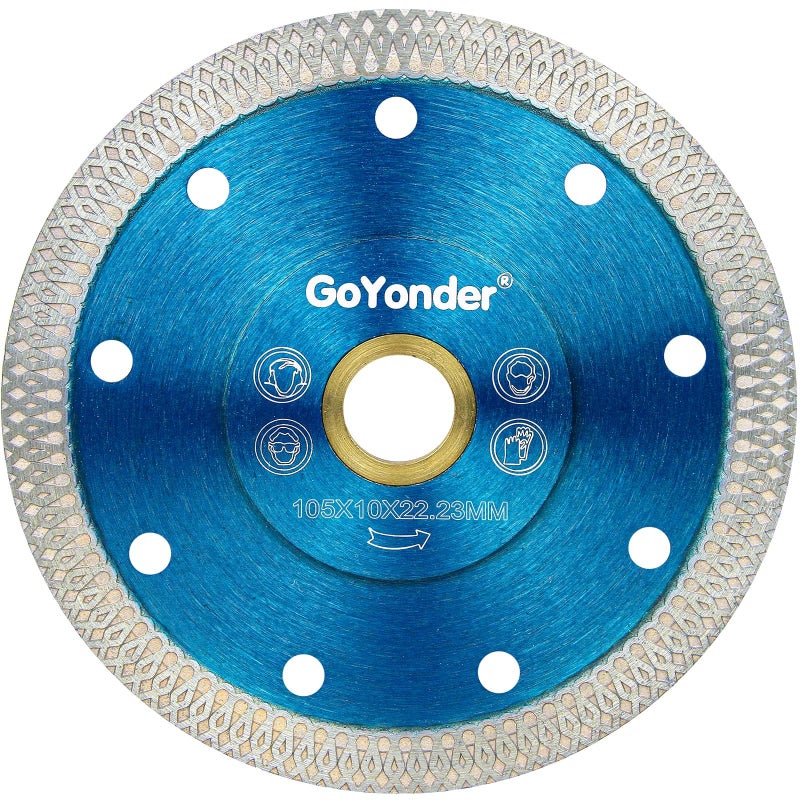 GoYonder شفرة بلاط GoYonder بقطر 4 بوصة، شفرة منشار ألماس رفيعة جداً لقطع بلاط البورسلين، الجرانيت، الرخام، والسيراميك (4"-أزرق) - Image 1