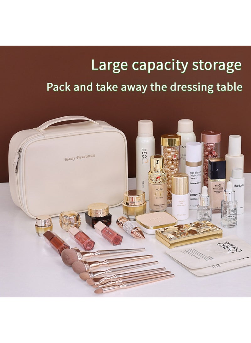 عربست حقيبة مكياج للسفر حقيبة مستحضرات تجميل كبيرة السعة، حقيبة مكياج محمولة واسعة الفتح منظمة للنساء لأساسيات السفر زجاجات إكسسوارات أدوات الزينة للسفر، فرش، أسود - Image 5
